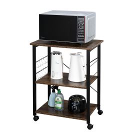 Baker's Rack 3-Tier Kitchen Utility Microwave Oven Stand Storage Cart Workstation Shelf