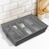 Flatware Storage Case with PVC Lid 5 Compartment Foldable Utensil Storage Box Silverware Storage Box Chest Cutlery Storage Holder with Handle for Home