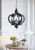 French Country Wood Chandelier, 6-Light Farmhouse Pendant Light Fixture with 28" Adjustable Chain for Kitchen Foyer Hallway, Bulb Not Included