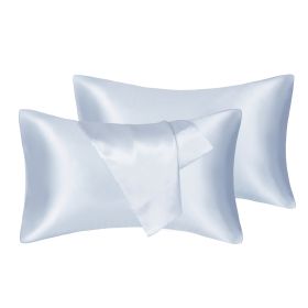 75D Satin Artificial Silk Pillowcase (Option: Sky Blue-King 20X36in-1pcs)