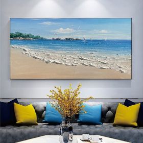 Hand Painting Wall Art Modern Abstract Ocean Landscape Home Living Room hallway bedroom luxurious decorative painting (size: 60x120cm)