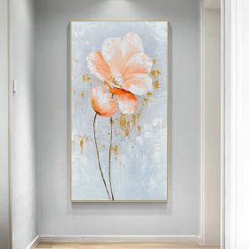 100% Handmade Orange Flower Oil Painting Modern Art Picture Living Room Luxury Abstract Art Corridor Aisle Wall Decor (size: 100x200cm)