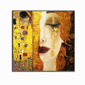 Canvas Paintings Golden Tears And Kiss Wall Art Oil Painting Pictures Famous Classical Art For Living Room Home Decoration No Frame (size: 100x100cm)