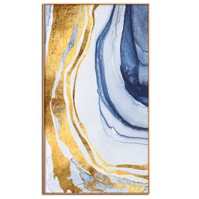 100% Handmade Gold Foil Abstract Oil Painting Wall Art Modern Minimalist Blue Marble Abstract Picture Canvas Home Decor For Living Room No Frame (size: 100x150cm)