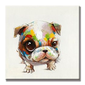 100% Hand Painted  Abstract Oil Painting Wall Art Modern Minimalist Cute Dog Fashion Picture Canvas Home Decor For Living Room No Frame (size: 150x150cm)