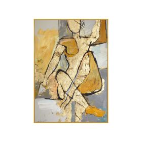 100% Hand Painted Abstract Gold And Silver People Man Oil Paintings Home Decor Wall Art Pictures Handmade Painting Large Oils No Frame (size: 75x150cm)