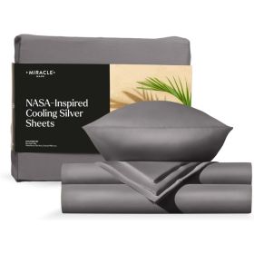 Luxe Cooling Bed Sheets –Stone Fitted Sheet Sets Queen– 4 Piece Linen Silver Infused Bedspreads for King Size Bed Cover Arranged (Color: Stone, size: Twin)