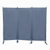 6 Ft Modern Room Divider, 3-Panel Folding Privacy Screen w/ Metal Standing, Portable Wall Partition XH