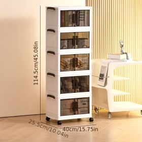 1pc multi-layer foldable open storage cabinet for home living room high-looking storage box dormitory wheeled multi-layer book snack storage locker (size: 5rd floor)