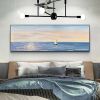 100% Handpainted Modern Abstract Simple Ocean Seaside Pure Ocean Sea oil painting Scandinavian wall artwork for home decor gift