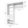 Livelylodge Modular Closet Organizer System: Modern White Open Wardrobe Closet for Bedroom Walk In Closet with 2 Drawers & 6 Shelves & 1 Hanging Rods