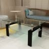 Rectangle Black Glass Coffee Table, Clear Coffee Table,Modern Side Center Tables for Living Room, Living Room Furniture