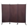 6 Ft Modern Room Divider, 3-Panel Folding Privacy Screen w/ Metal Standing, Portable Wall Partition XH