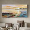 Hand Oil Painting Canvas Wall Art Decoration Abstract Seascape Painting Colorful Seaside Sunset for Home Living Room hallway bedroom luxurious decorat