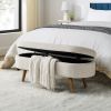 Ottoman Oval Storage Bench,Rubber Wood Legs