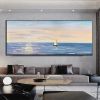 100% Handpainted Modern Abstract Simple Ocean Seaside Pure Ocean Sea oil painting Scandinavian wall artwork for home decor gift