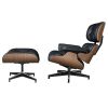 Living Room Standard Size Lounge Chair Armchair With Ottoman Genuine Leather Swivel Chair