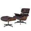 Living Room Standard Size Lounge Chair Armchair With Ottoman Genuine Leather Swivel Chair