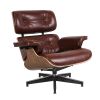 Living Room Standard Size Lounge Chair Armchair With Ottoman Genuine Leather Swivel Chair