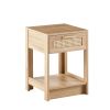 15.75" Rattan End table with drawer, Modern nightstand, side table for living roon, bedroom